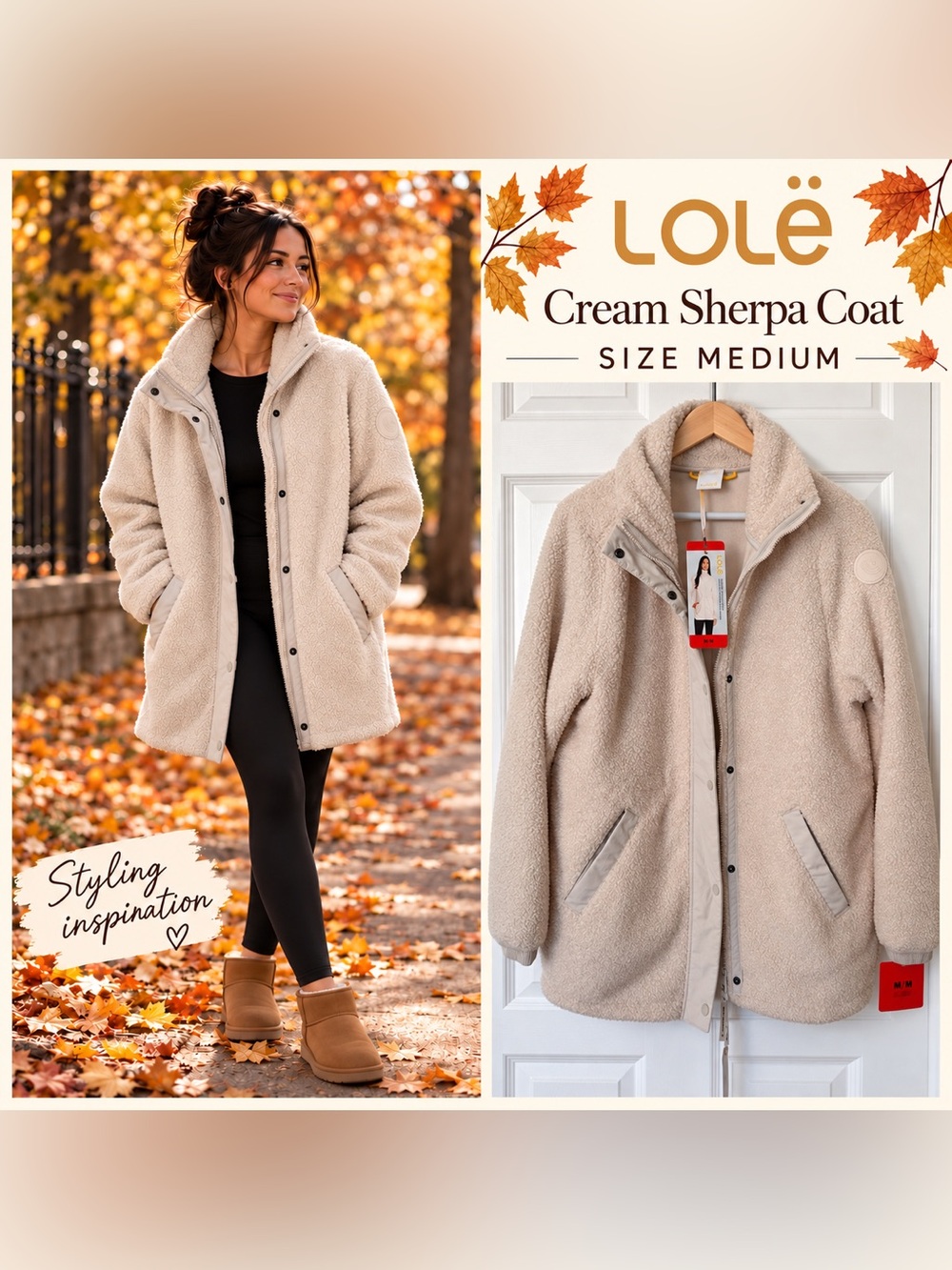 Lole Cream Sherpa Teddy Jacket - Women's Medium